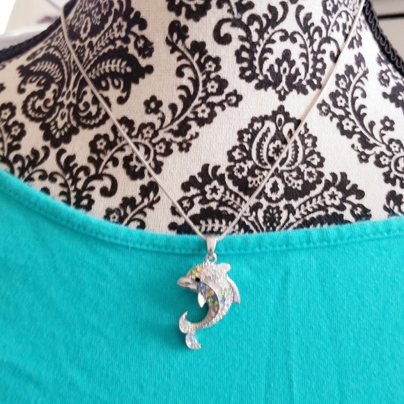 Dolphin Rhinestone Necklace - Picture 1 of 10